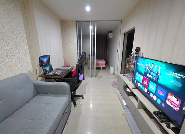 living room and bedroom of คอนโด Niche id