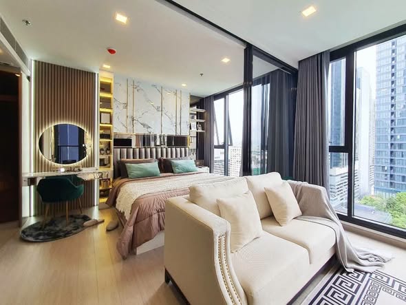 bedroom and living room of One9Five Asoke – Rama 9