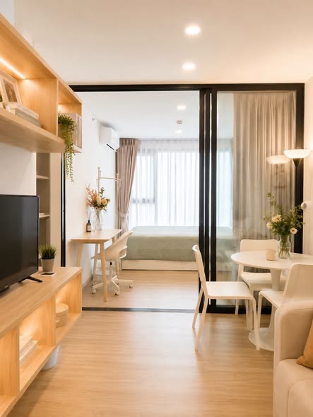 bedroom and living room and room interior of Origin Plug&Play Ramkhamhaeng Triple Station