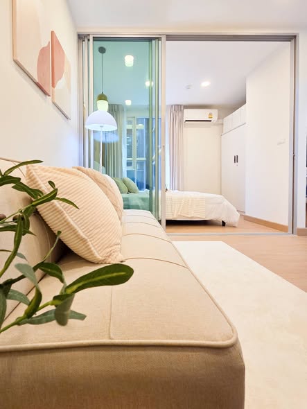 living room and bedroom and room interior of PLUM CONDO ราม 60 อินเตอร์เชนจ์