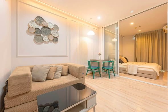 living room and bedroom of THE BASE Height Phuket