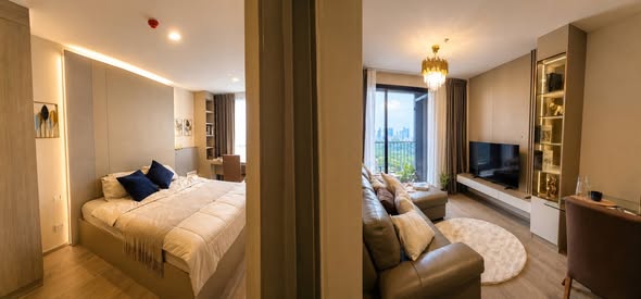 bedroom and living room of THE CROWN Residences