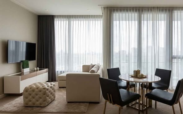 living room and bedroom of THE ESSE ASOKE