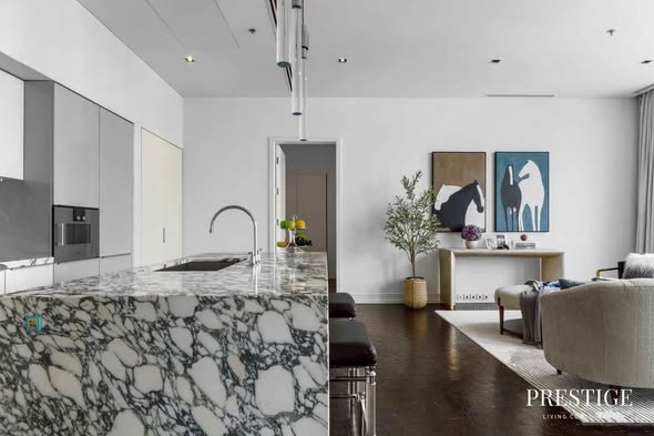 living room and kitchen of The Ritz-Carlton Residences, Bangkok