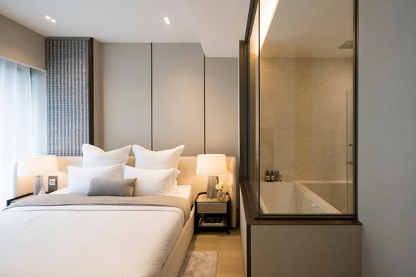 bedroom and room interior and bathroom of The Strand Thonglor