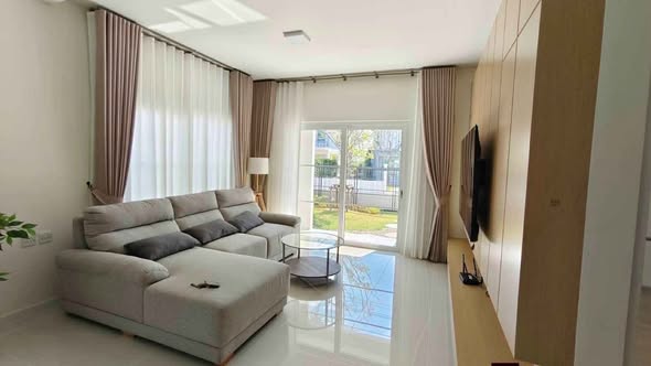 living room and bedroom of Villaggio 3 Srinakarin-Bangna