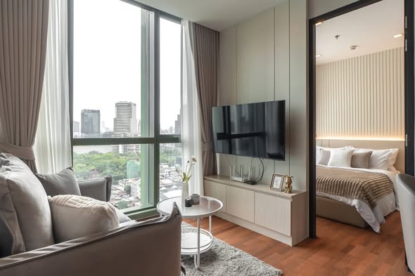 living room and bedroom of WISH Signature Midtown Siam (วิช ซิกเนเจอร์ มิดทาวน์ สยาม)