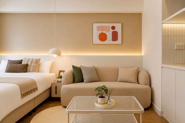 living room and bedroom of Baan Ratchathewi (Phetchaburi Soi9)