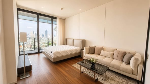 bedroom and living room of Banyan Tree Residences Riverside Bangkok บันยัน ทรี เรสซิเดนซ์ ริเวอร์ไซด์ กรุงเทพ