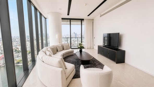 living room of Banyan Tree Residences Riverside Bangkok บันยัน ทรี เรสซิเดนซ์ ริเวอร์ไซด์ กรุงเทพ