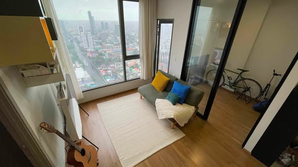 living room and bedroom of CLOUD Thonglor-Phetchaburi