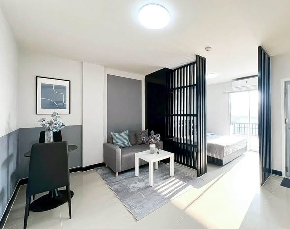 living room and bedroom and room interior of Condo The Cache Rama 3 – Samrong