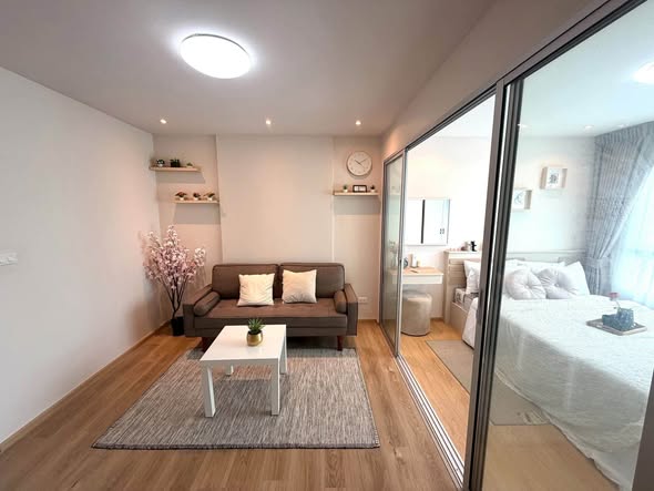 bedroom and living room and room interior of D Condo Rattanathibet