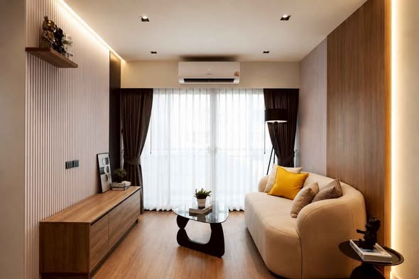 living room and bedroom of Eastwood Park Condominium