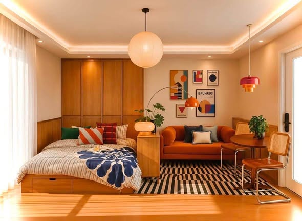 bedroom and living room of Happy Condo Rachada 18