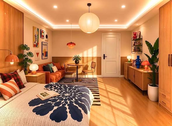 bedroom and living room of Happy Condo Rachada 18