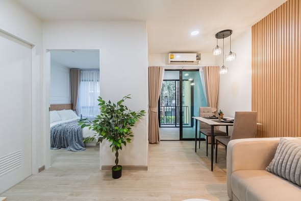 living room and bedroom and room interior of iCondo Sukhumvit 105