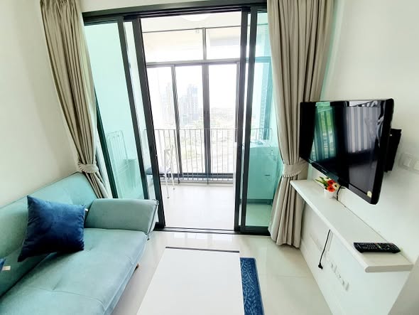 living room and bedroom of Ideo BluCove Sukhumvit