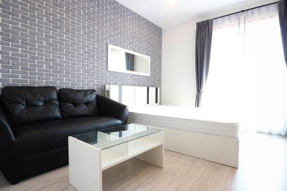 living room and bedroom of Ideo Mobi Sukhumvit Eastgate