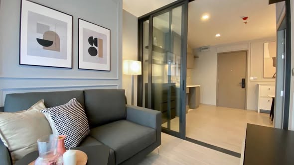living room and bedroom of Life Asoke Hype