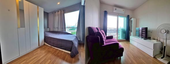 living room and bedroom of Lumpini Place Ratchada-Sathu