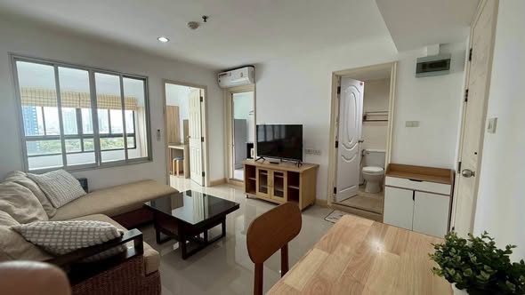 bedroom and living room of Lumpini Ville Sukhumvit 77-2