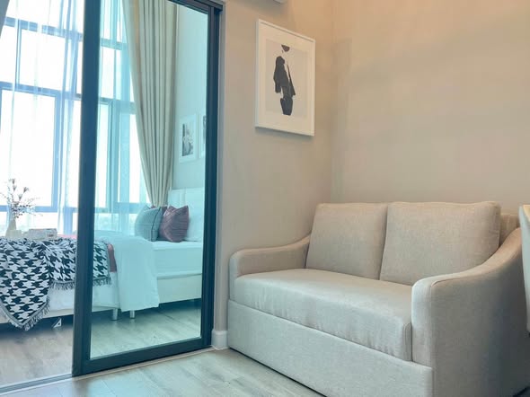 living room and bedroom of Metro Sky Prachachuen