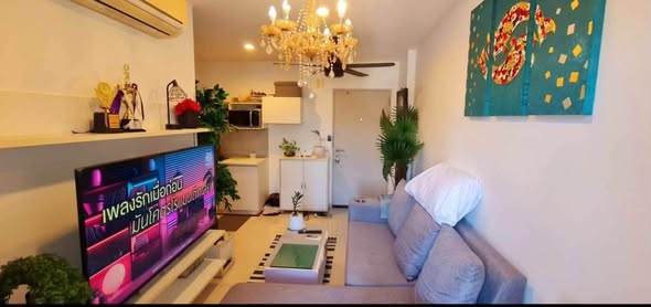 living room and bedroom of Natureza Condominium North Pattaya | Condo Pattaya-Na Kluea