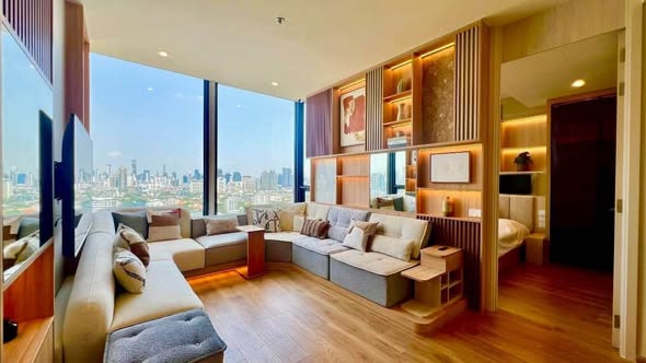 bedroom and living room of Noble Form Thonglor โนเบิล ฟอร์ม ทองหล่อ
