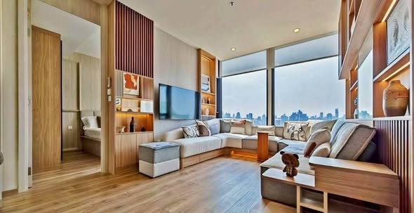 living room of Noble Form Thonglor โนเบิล ฟอร์ม ทองหล่อ