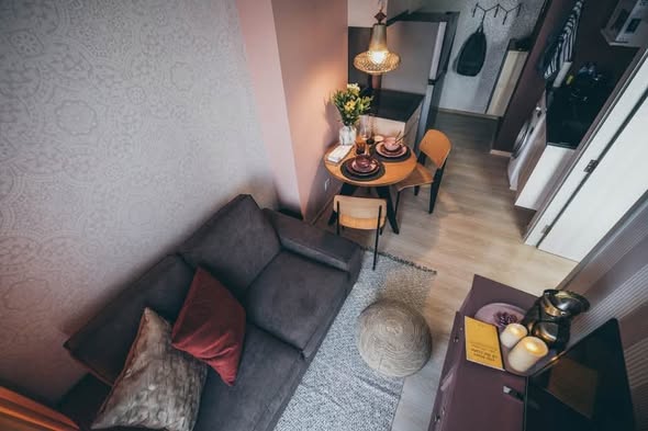 living room and bedroom of Noble Revolve Ratchada 2