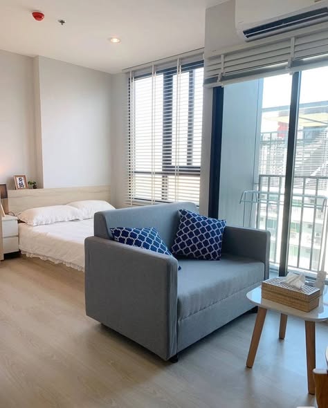 living room and bedroom of NUE Noble Srinakarin Lasalle นิว โนเบิล ศรีนครินทร์ – ลาซาล