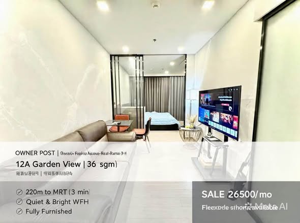 bedroom of One9Five Asoke – Rama 9