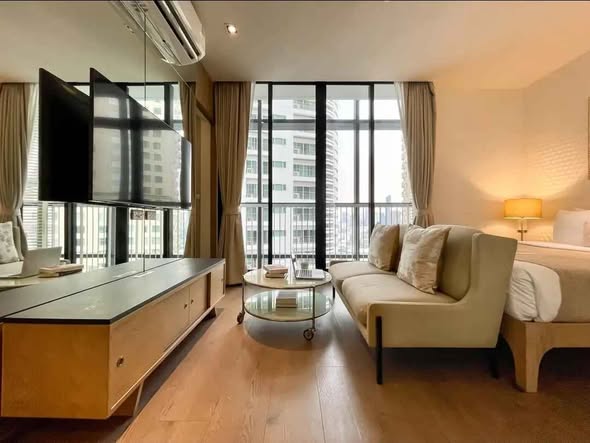 living room and bedroom of Park Origin Phrom Phong
