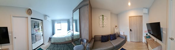 living room and bedroom of Plum Condo Sukhumvit 97.1