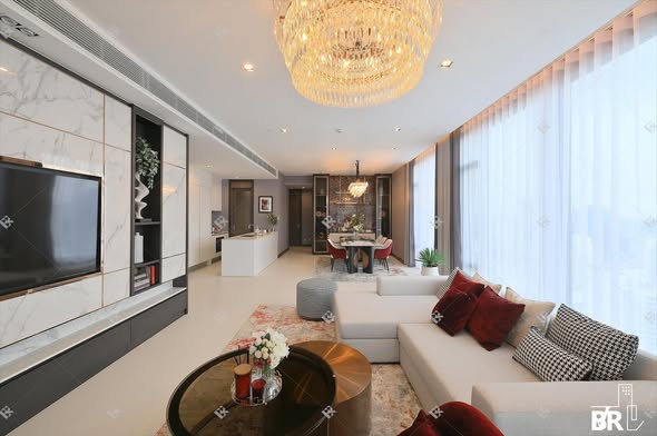 living room of Q1 Sukhumvit Condo by Q House
