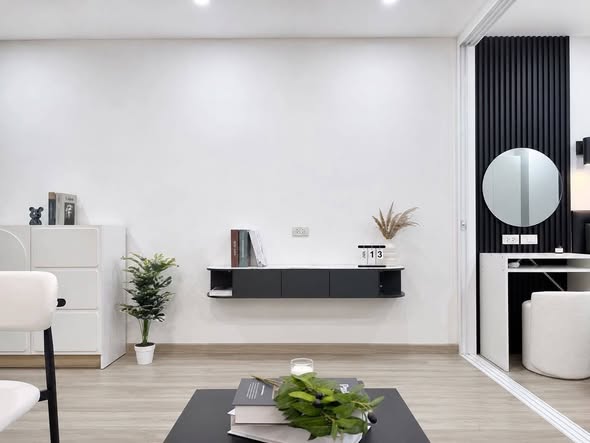 living room and room interior and bathroom of Ratchada Prestige Ladprao 48