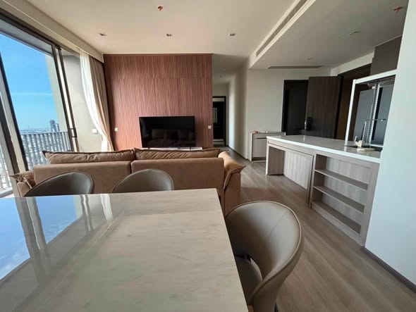 living room and kitchen of Rhythm Charoenkrung Pavillion