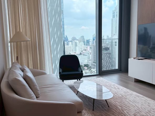 living room and bedroom of SCOPE Langsuan