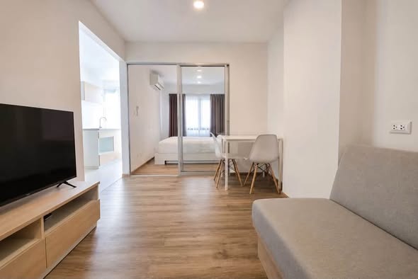 bedroom and living room of เสนาคิทท์ เวสต์เกต-บางบัวทอง | SENA Kith Westgate – Bangbuathong
