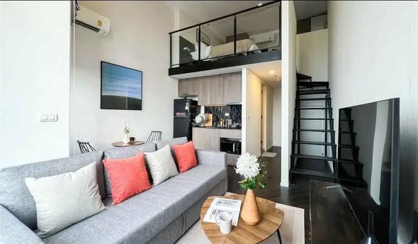 living room and bedroom of Siamese Sukhumvit 48 ไซมิส สุขุมวิท 48