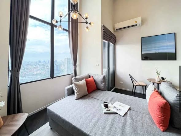 living room and bedroom of Siamese Sukhumvit 48 ไซมิส สุขุมวิท 48