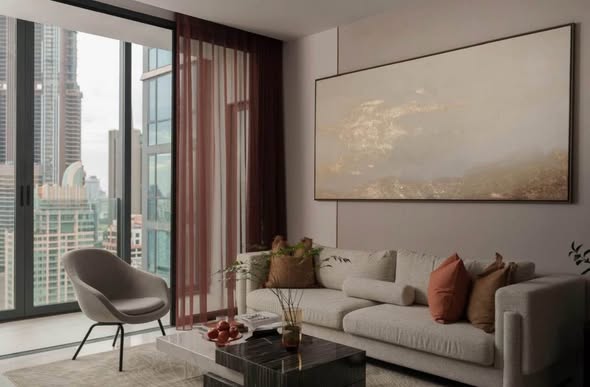 living room and room interior of Supalai Icon Sathon