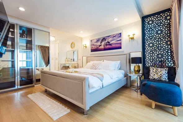 bedroom and living room of The Eight Chatuchak Ratchada Private Luxury Home