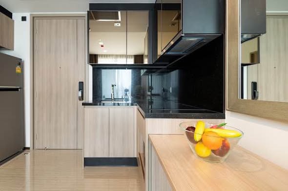room interior and kitchen of THE ESSE ASOKE