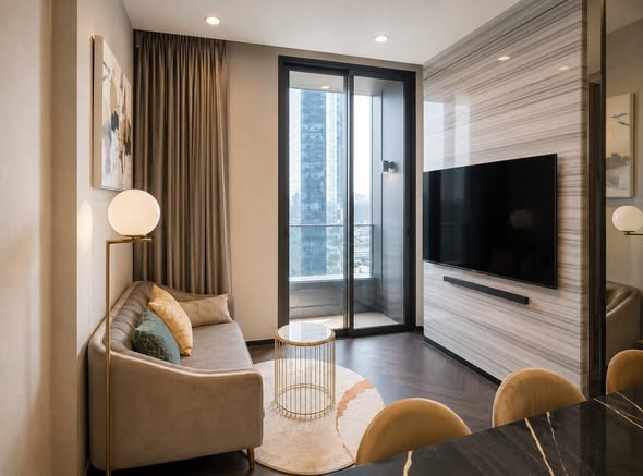bedroom and living room of THE ESSE Sukhumvit 36
