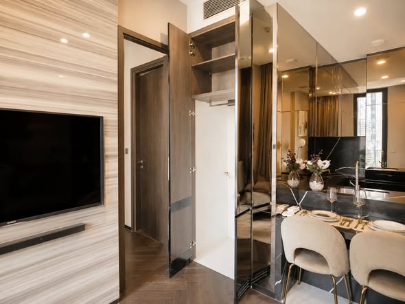 bedroom and room interior and bathroom of THE ESSE Sukhumvit 36