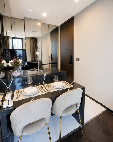 room interior and bathroom of THE ESSE Sukhumvit 36