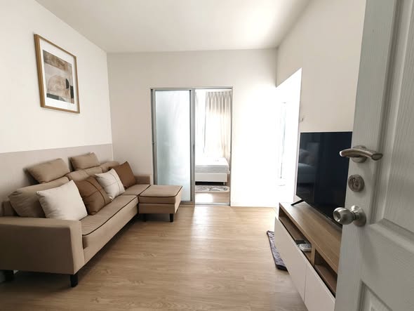 living room and bedroom of The Kith Plus Sukhumvit 113