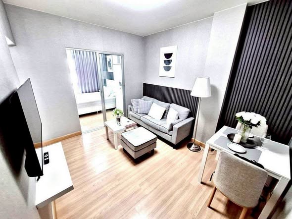 living room and bedroom of The Kith Plus Sukhumvit 113